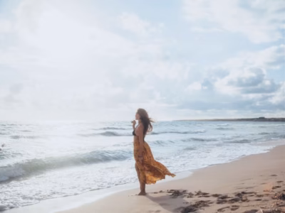 Woman looking towards the sea
